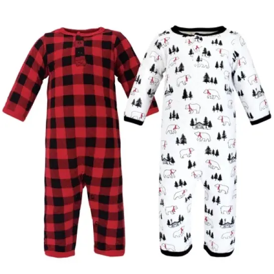 Hudson Baby Infant Boy Premium Quilted Coveralls, Buffalo Plaid Bear image {7}