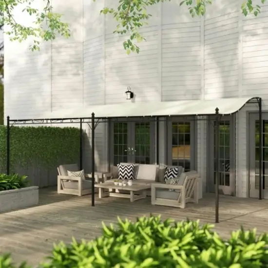 Resenkos Outdoor Garden Gazebo, Sunshade Gazebo Canopy,10' x 20' Wall-Mounted Outdoor Pergola Canopy with Drainage Holes, Cream White image {9}