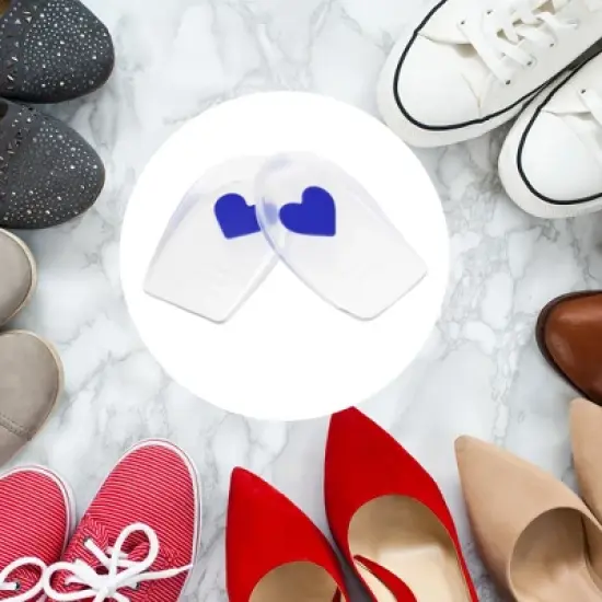 Unique Bargains Silicone Heel Support Cup Pads Orthotic Insole Plantar Care Heel Pads Love Pattern Size 40-46 4Pcs image {2}