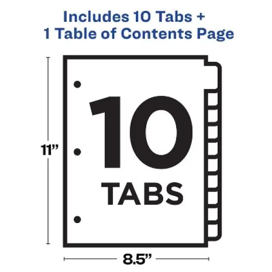 Avery Heavy-Duty View 3 Ring Binder with 3 Inch Rings, 10 Tab Customizable Table of Contents Binder Dividers, Office Supplies Set (01678) image {5}