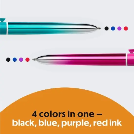 BIC 4-Color Smooth Retractable Ballpoint Pen Assorted Ink 2/Pack (MMSGP2-AST) image {2}