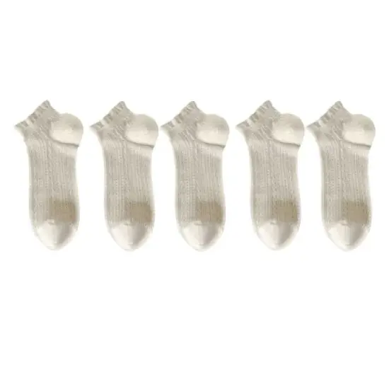 Anna-Kaci 5 Pairs Women's Ruffle Cuff Lace Knit Ankle Socks Breathable Soft Stretch Fabric with Multiple Color Options image {12}