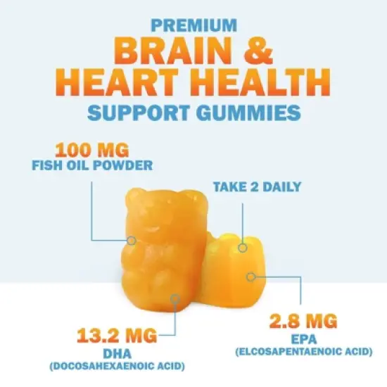 Omega 3 Fish Oil Gummies, Heart Healthy Omega 3 Gummy Supplement - DHA & EPA, Extra Strength Joint & Brain Support, 60 Gummies By Nature's Nutrition image {2}