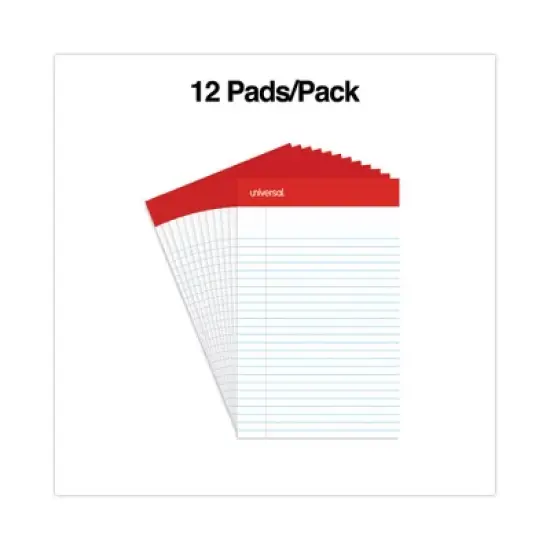 Universal Perforated Ruled Writing Pads, Narrow Rule, Red Headband, 50 White 5 x 8 Sheets, Dozen image {2}