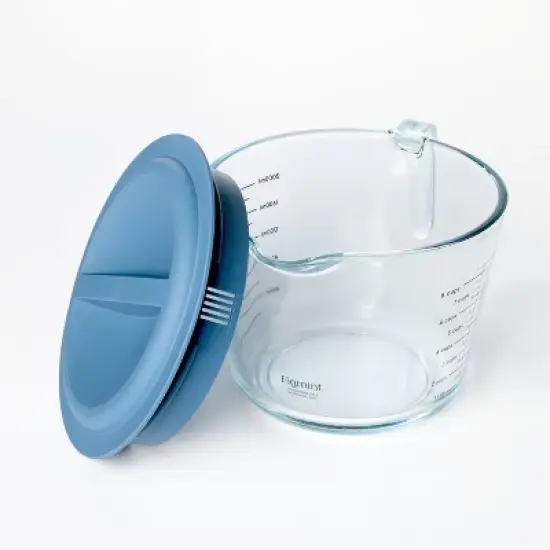 8 Cup Glass Measuring Cup with Lid - Figmint&trade;: Borosilicate Glass, 2000ml Capacity, Dishwasher & Freezer Safe image {2}