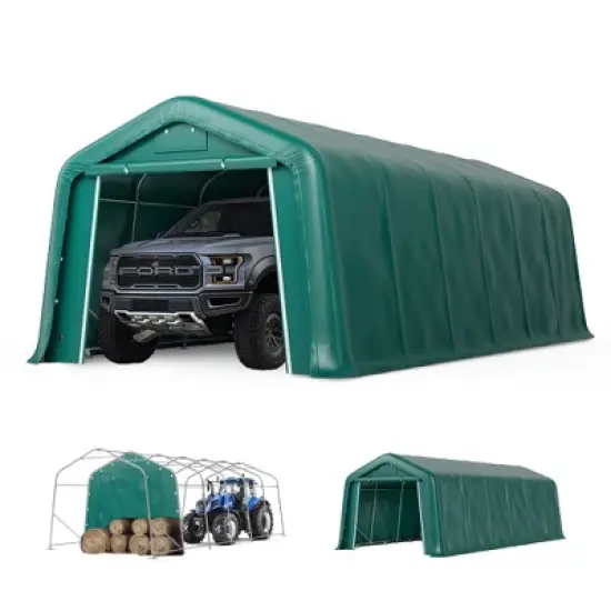 Captiva Designs 11 ft. x 24 ft. x 8.4 ft. Heavy-Duty Portable Garage & Agricultural Shed with Galvanized Frame, Removable Doors and Walls image {14}