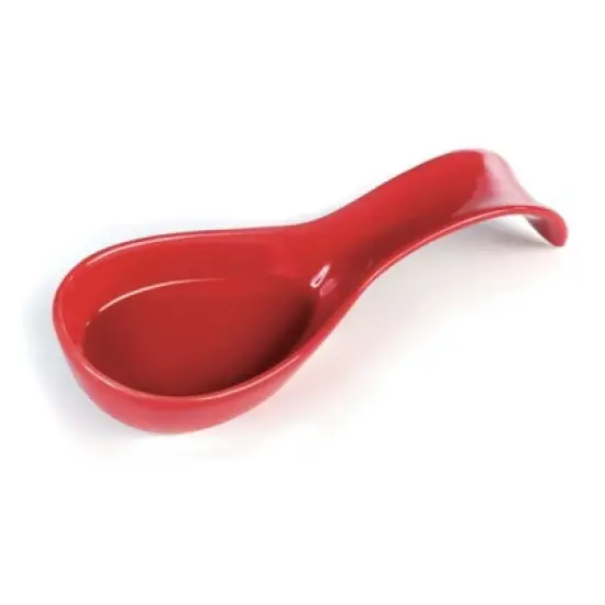 Omniware Simsbury Spoon Rest - Stoneware Kitchen Spoon Holder, Heat-Resistant with Lead-Free Glaze, 8.25&rdquo; with Arched Handle, Dishwasher Safe (Red) image {7}