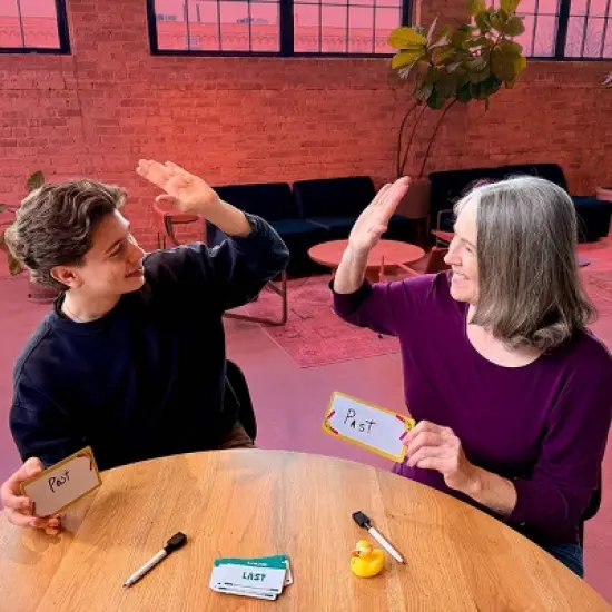 Asmodee Rhymes with Duck Card Game: Language Skills Educational Party Game, 4-8 Players, Includes Cards & Markers image {2}