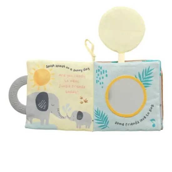 Lambs & Ivy Jungle Friends Developmental Soft Book & Elephant Plush Toy Gift Set image {6}