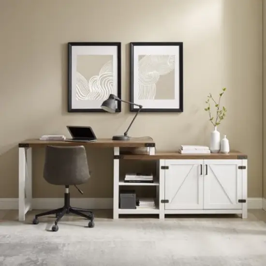 Farmhouse Rustic L Shaped Desk with Storage - Saracina Home image {16}