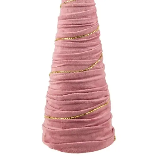 Northlight Twisted Cone Tree with Shiny Garland Christmas Decoration - 15.25" - Pink image {2}