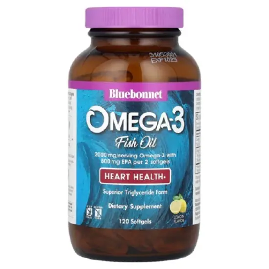 Bluebonnet Nutrition Omega-3 Fish Oil, Heart Health, Lemon, 120 Softgels (1,000 mg per Softgel) image {2}