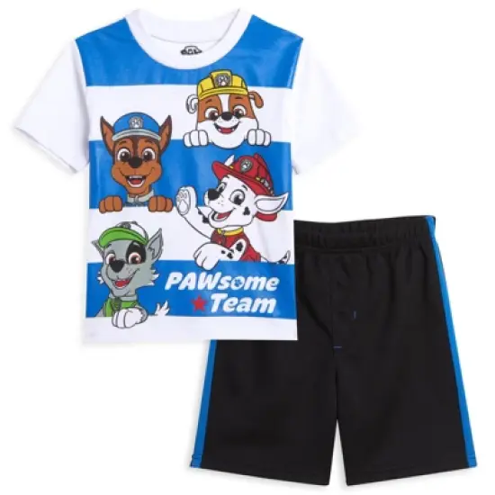 Paw Patrol Chase Marshall Rubble Pullover T-Shirt and Mesh Shorts Outfit Set Toddler to Big Kid  image {8}