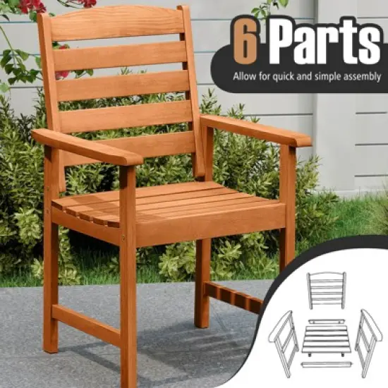 Costway Patio Chairs Set of 2/4 with Inclined Backrests and Slatted Seats for Deck image {7}