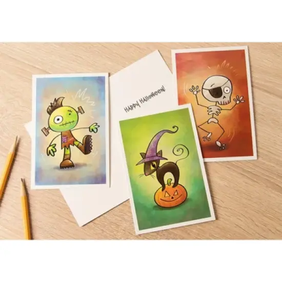 Sustainable Greetings 48 Pack Halloween Greeting Cards Bulk with Envelopes, 6 Assorted Cartoon Monsters Design, 4 x 6 In image {2}