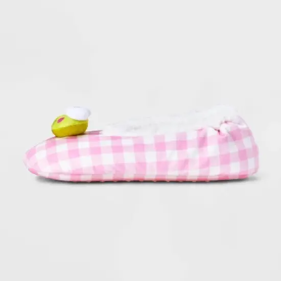 Women's Hello Kitty Keroppi Gingham Plaid Slipper Socks with Grippers image {1}