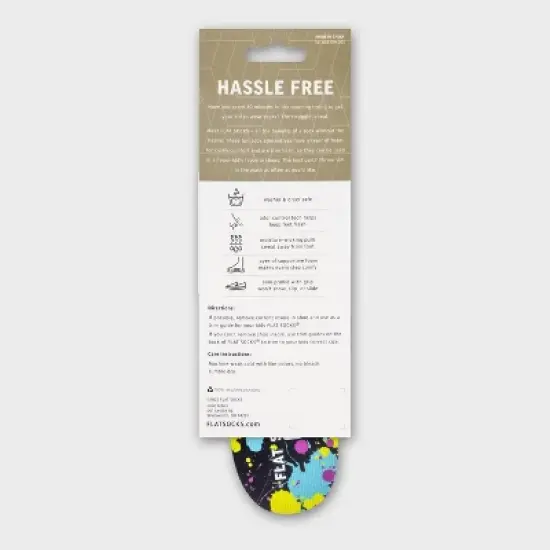 Kids' FLAT SOCKS No Show Cushioned Socks - One Size Fits Most Paint Splatter: Trim to Size, Foot Odor Control image {3}