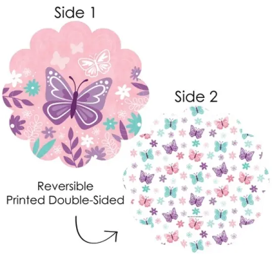 Big Dot of Happiness Beautiful Butterfly - Floral Baby Shower or Birthday Party Round Table Decorations - Paper Chargers - Place Setting For 12 image {2}