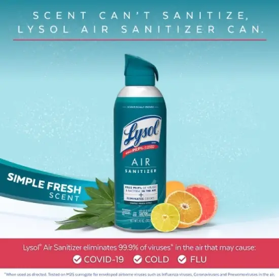 Lysol Air Sanitizer Spray - Simple Fresh - 10oz/2ct image {1}