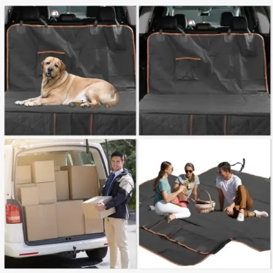 Unique Bargains Fully Enclosed Dog Car Seat Cover for Back Seat Black 1 Pc image {5}