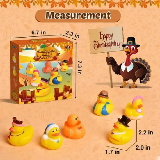 Fun Little Toys 12 PCS Thanks Giving Rubber Duckies image {6}