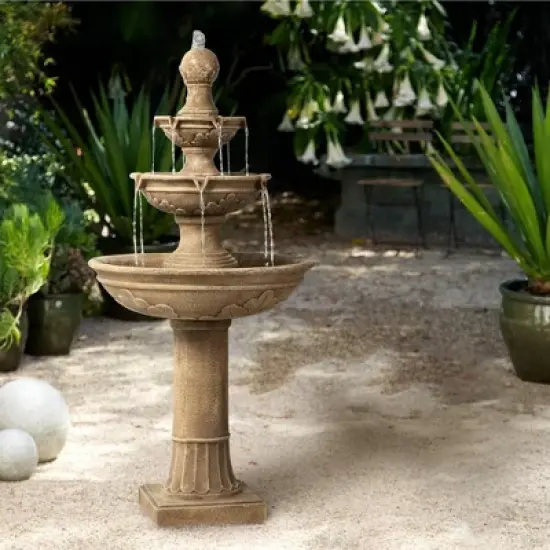 John Timberland Stafford Rustic 3 Tier Cascading Bubbler Outdoor Floor Water Fountain 48" for Yard Garden Patio Home Deck Porch House Exterior Balcony image {7}