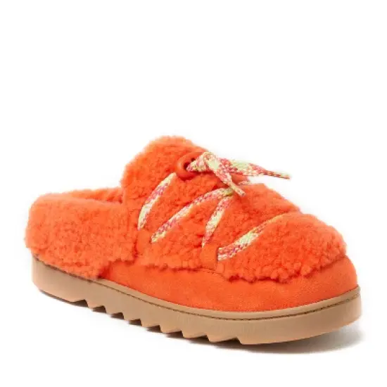 Dearfoams Women's Giselle Lace Up Teddy Clog Slipper image {9}