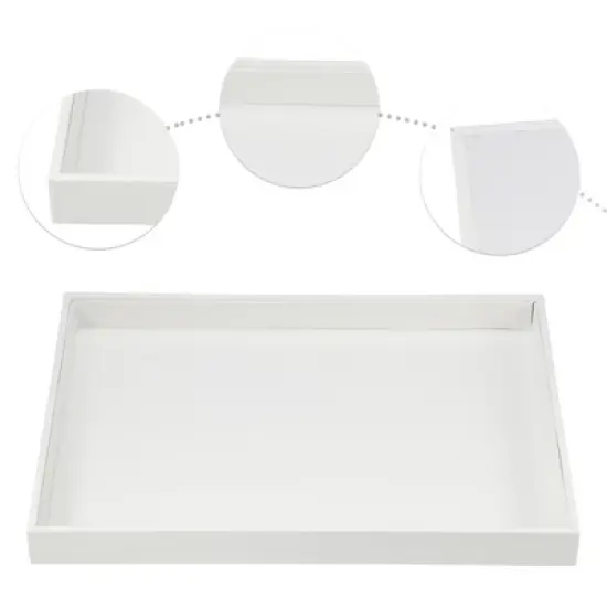 Unique Bargains PU Leather Stackable Jewelry Tray Jewelry Drawer Organizer Trays Showcase Jewelry Holder for Bracelets Earrings 1Pcs White image {2}