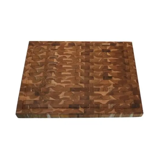 EcoDecors FSC Teak 20x15 End Grain Cutting Board with Charcuterie Tray image {7}