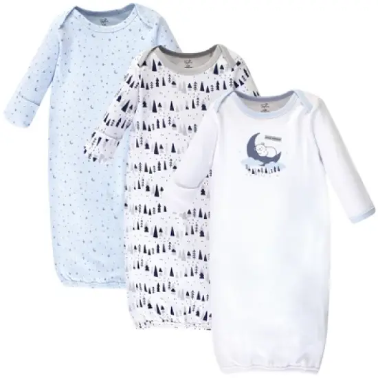 Touched by Nature Baby Organic Cotton Long-Sleeve Gowns 3pk, Sweet Dreams, 0-6 Months image {1}