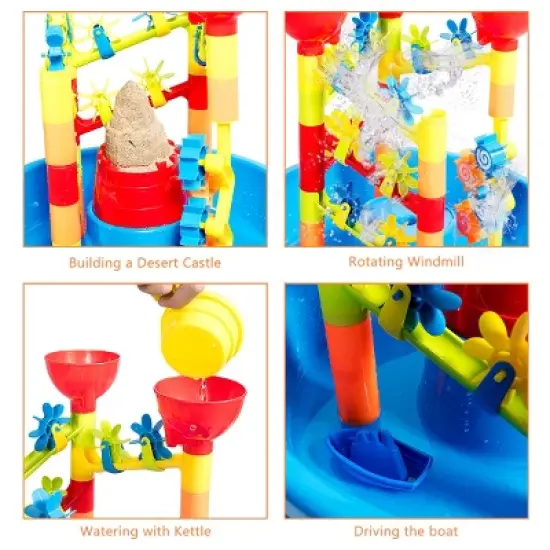 Costway 2 in 1 Sand and Water Table Activity Play Center Kids Splash Pond Beach Toy Set image {8}