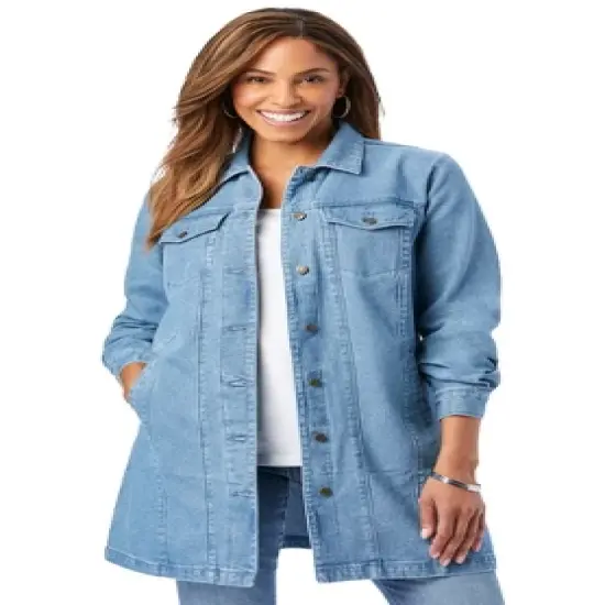 Jessica London Women&rsquo;s Plus Size Long Denim Jacket image {7}