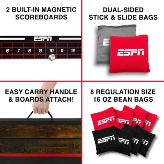 ESPN Cornhole Board Set, 2&rsquo;x3&rsquo; Wood Cornhole Boards Includes Cornhole Bags and Travel Case &ndash; (ES-CH225.EXv24) image {4}