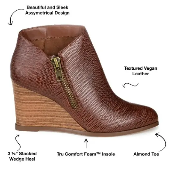 Journee Collection Womens Glam Tru Comfort Foam Inside Zip Wedge Booties image {7}