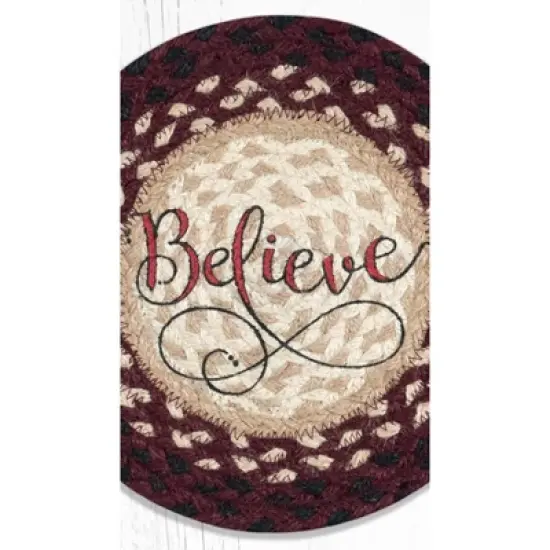 Earth Rugs Believe Printed Round Trivet 10"x10" Heat-Resistant Kitchen Accessory image {2}