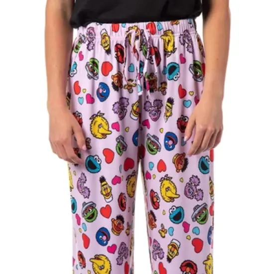 Sesame Street Women's Character Heart Heads Elmo Sleep Pajama Pants Pink image {2}