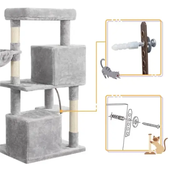 Yaheetech 3-Level Plush Cat Tower with 2 Condo for Small Cats image {6}