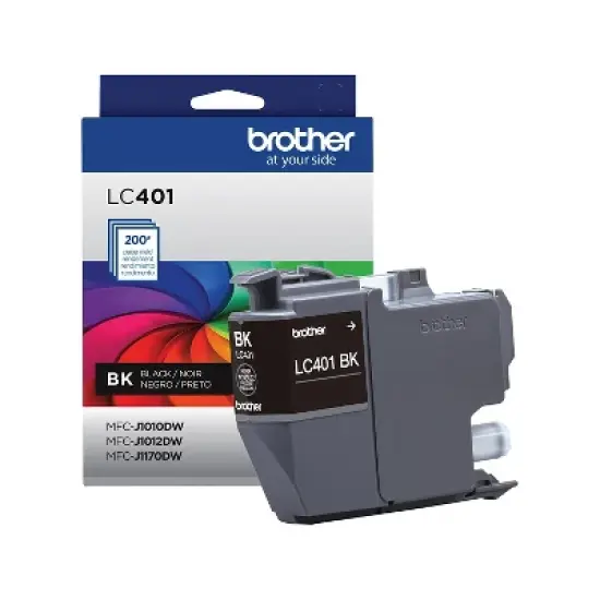 Brother LC401 Black Standard Yield Ink Cartridge Prints Up to 200 Pages (LC401BKS) image {1}