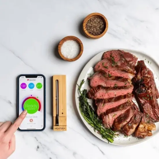 Traeger Meater Digital Wireless Meat Thermometer with Extended Bluetooth Range Brown/Silver image {3}