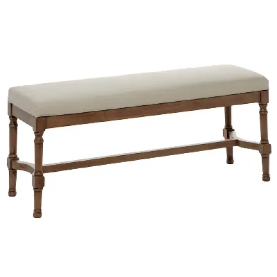 Traditional Linen Upholstered Wood Bench - Olivia & May image {1}