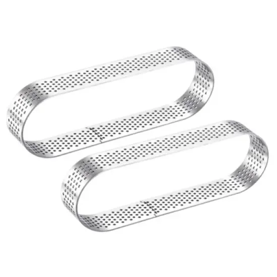 Unique Bargains Heat-Resistant Non Stick Perforated Oval Metal Pastry Rings 2 Pcs image {7}