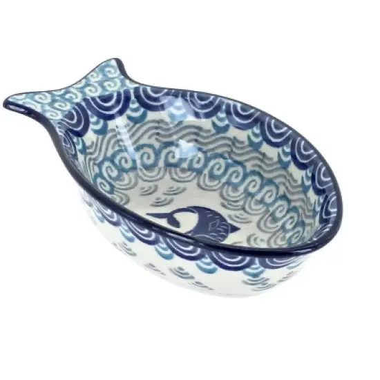 Blue Rose Polish Pottery E26 Ceramika Artystyczna Small Fish Dish image {3}