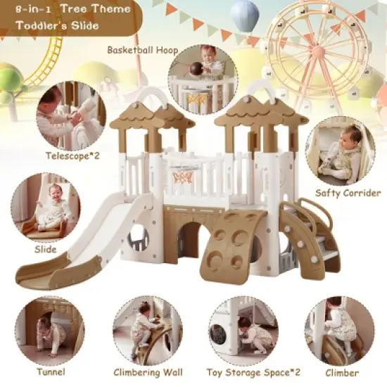 Dexmalle 8-1 Toddler Climber and Slide Set image {3}