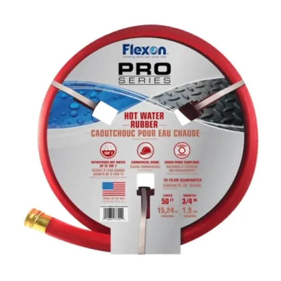 Flexon 3/4 x 50ft Heavy Duty Premium Rubber Hot Water Garden Hose image {2}