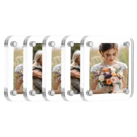 Unique Bargains Double Sided Fujifilm Mini Picture Acrylic Fridge Magnetic Frames 5 Pcs image {7}
