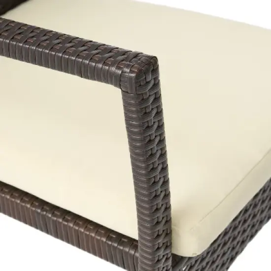 Christopher Knight Home Sequoia Outdoor Wicker and Aluminum 6 Piece Dining Set with Bench image {9}