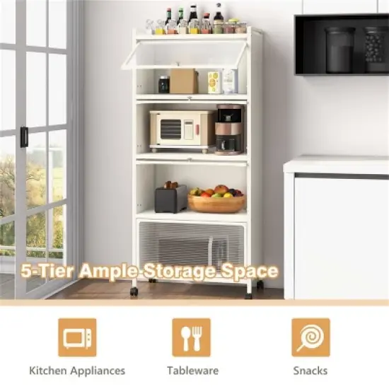 MOEPISY 5-Tier Kitchen Baker's Rack with Flip-up PC Doors image {4}