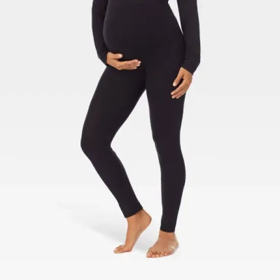 Warm Essentials by Cuddl Duds Smooth Stretch Thermal Maternity Leggings - Black image {6}