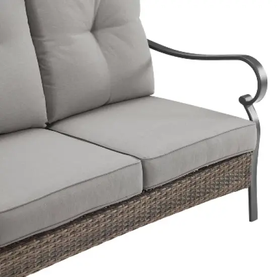 Dahlia Outdoor Steel Sofa Taupe/Matte Black - Crosley image {9}