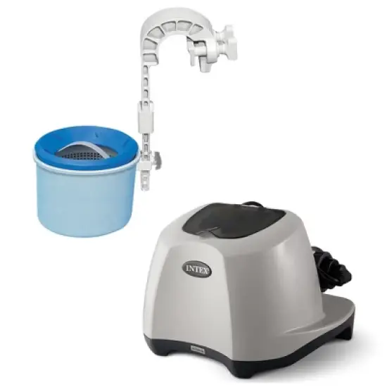 Intex Krystal Clear Saltwater System for 7000 Gallon Above Ground Swimming Pool and Deluxe 800 GPH+ Wall Mounted Pool Surface Automatic Skimmer image {6}